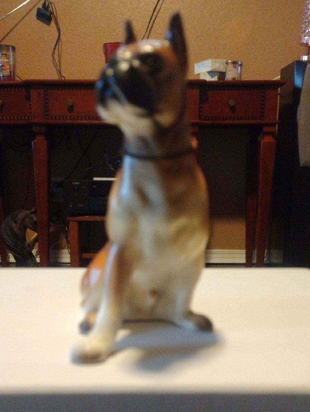 Brown and White Dog Figurine - Decorative Pet Statue